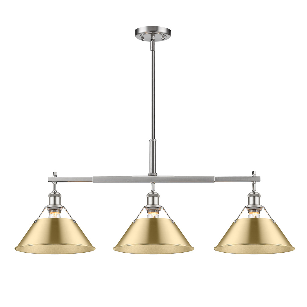 Yep by Golden Lighting Orwell 3-light Island Light in Pewter and Brushed Champagne Brass shade